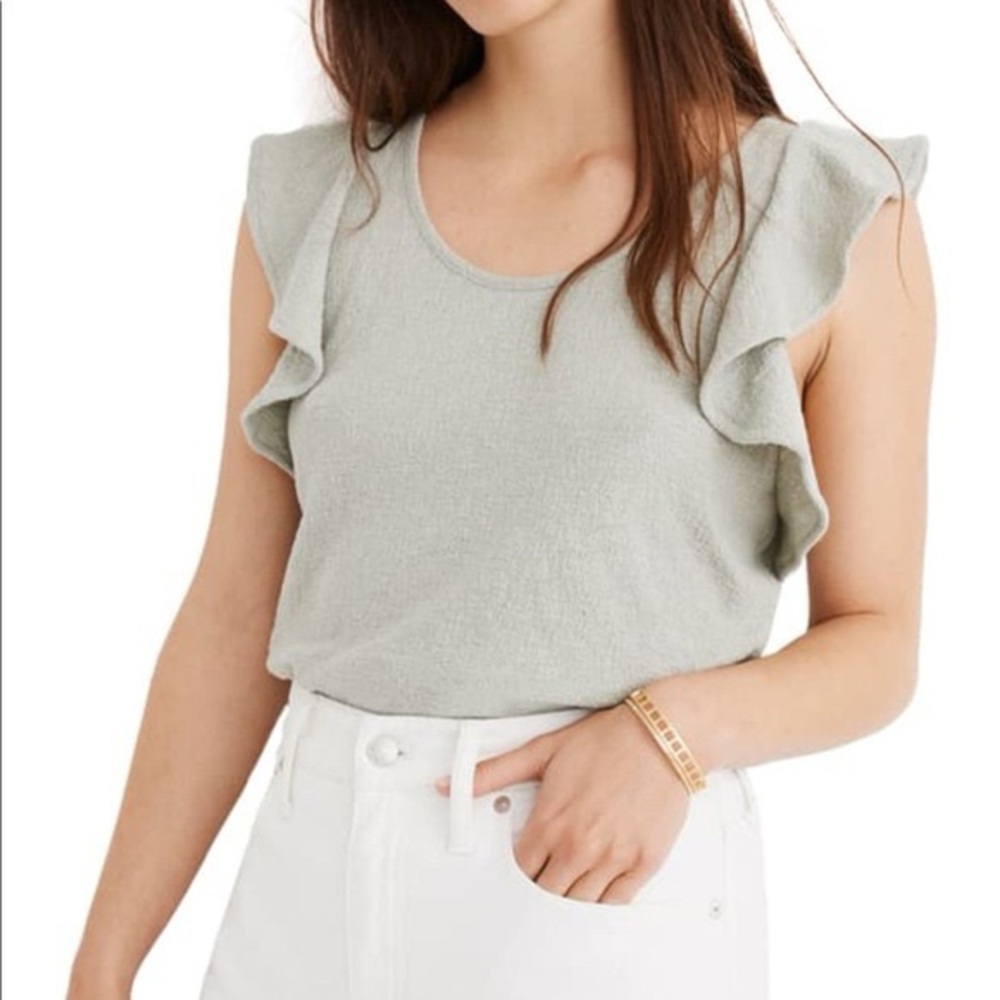 Madewell Ruffle-Sleeve Tank Top Green